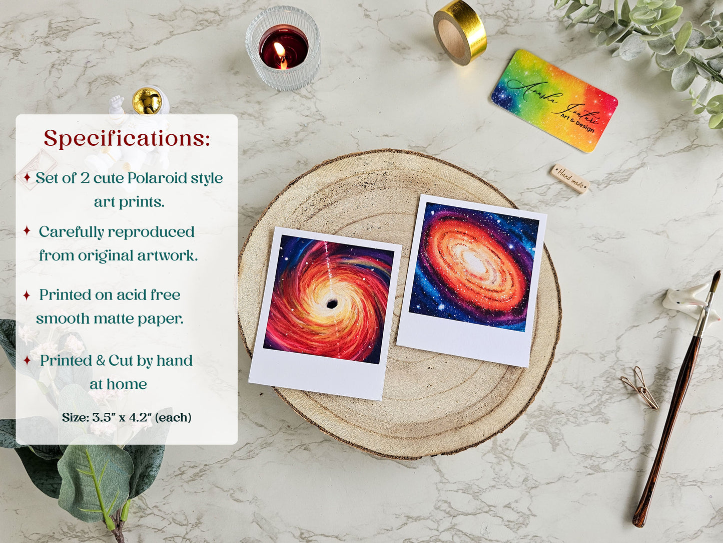 Set of 2 Polaroid Prints | Cute Polaroid style Art prints