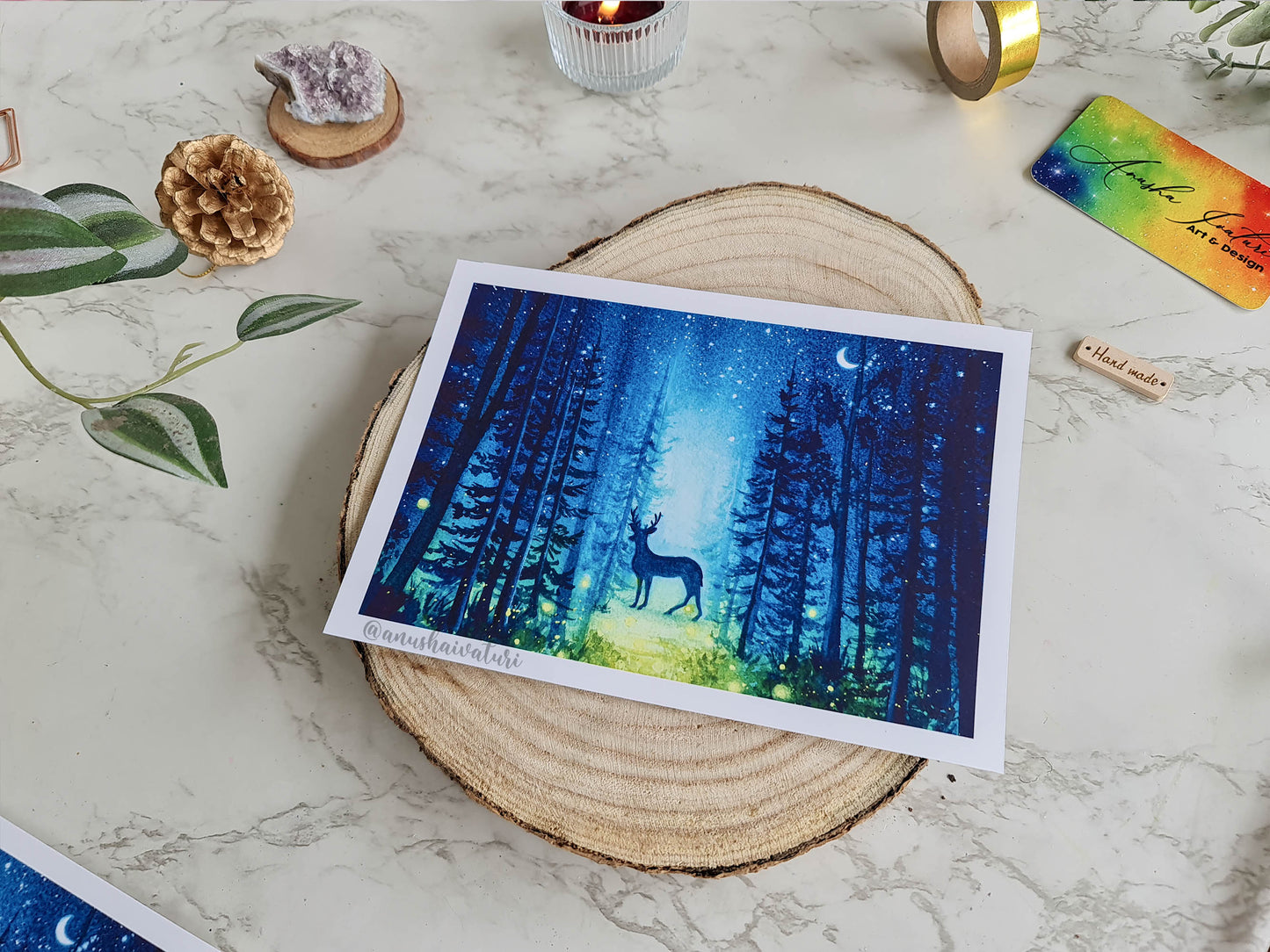 Winter's Whisper: Magical Nocturne | Winter Forest Painting Print