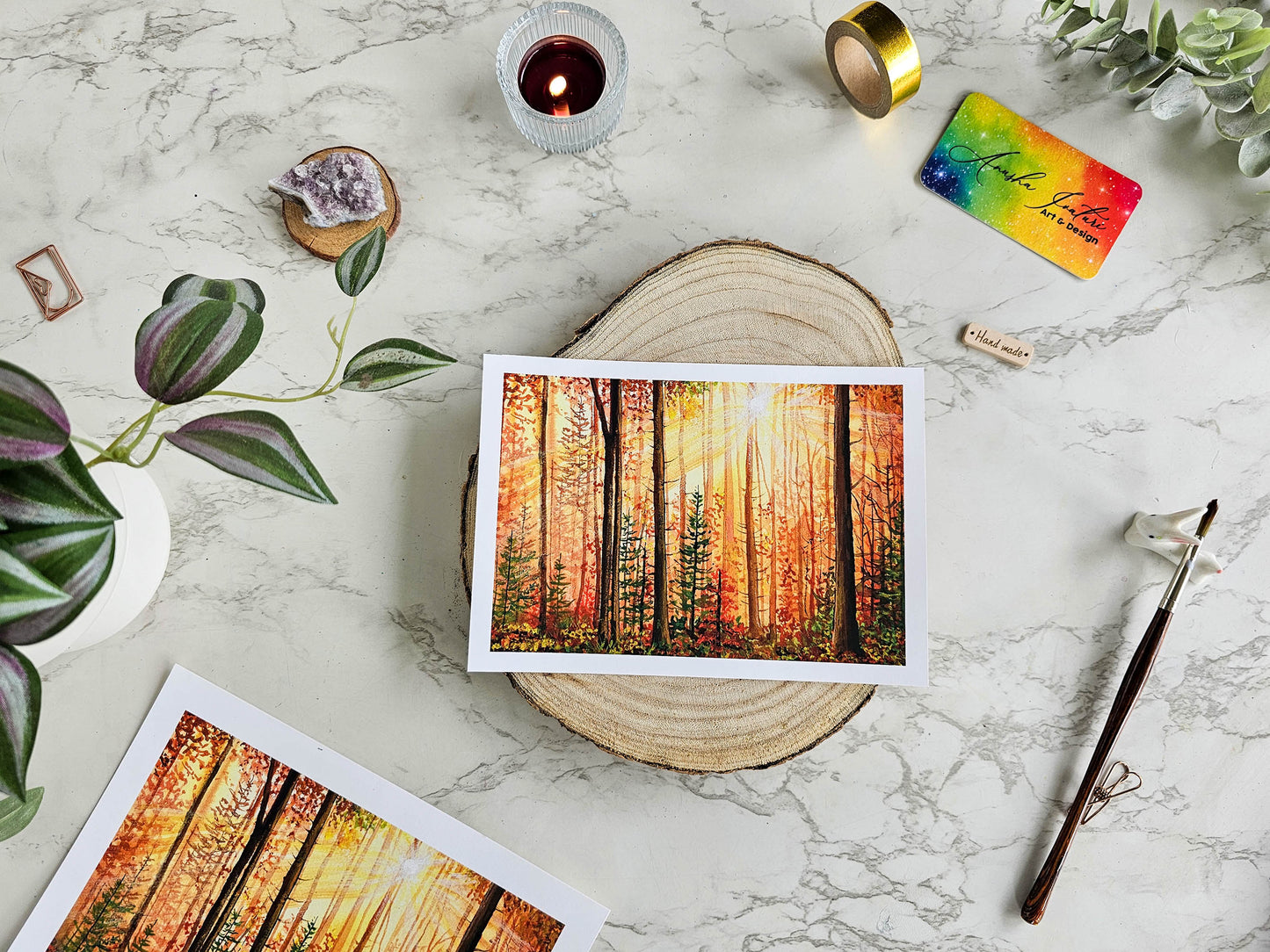 Autumn Woodland Glow | Forest Painting Art Print