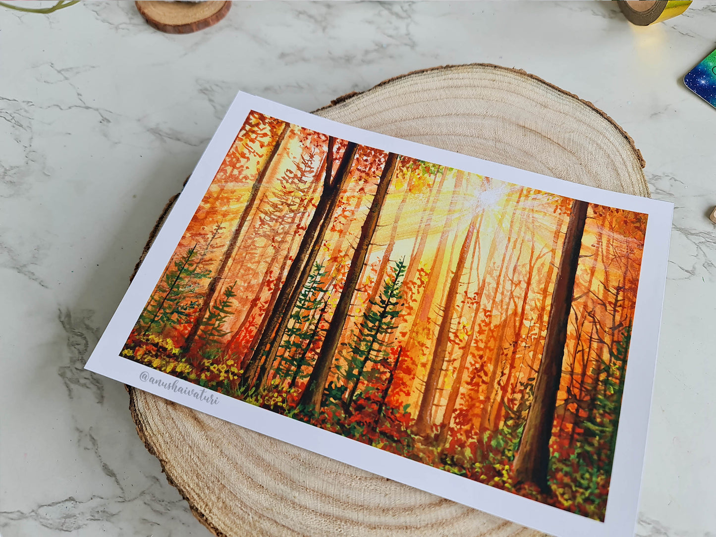 Autumn Woodland Glow | Forest Painting Art Print