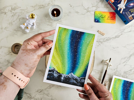 Northern Lights Watercolor Painting | Aurora Borealis Art Print