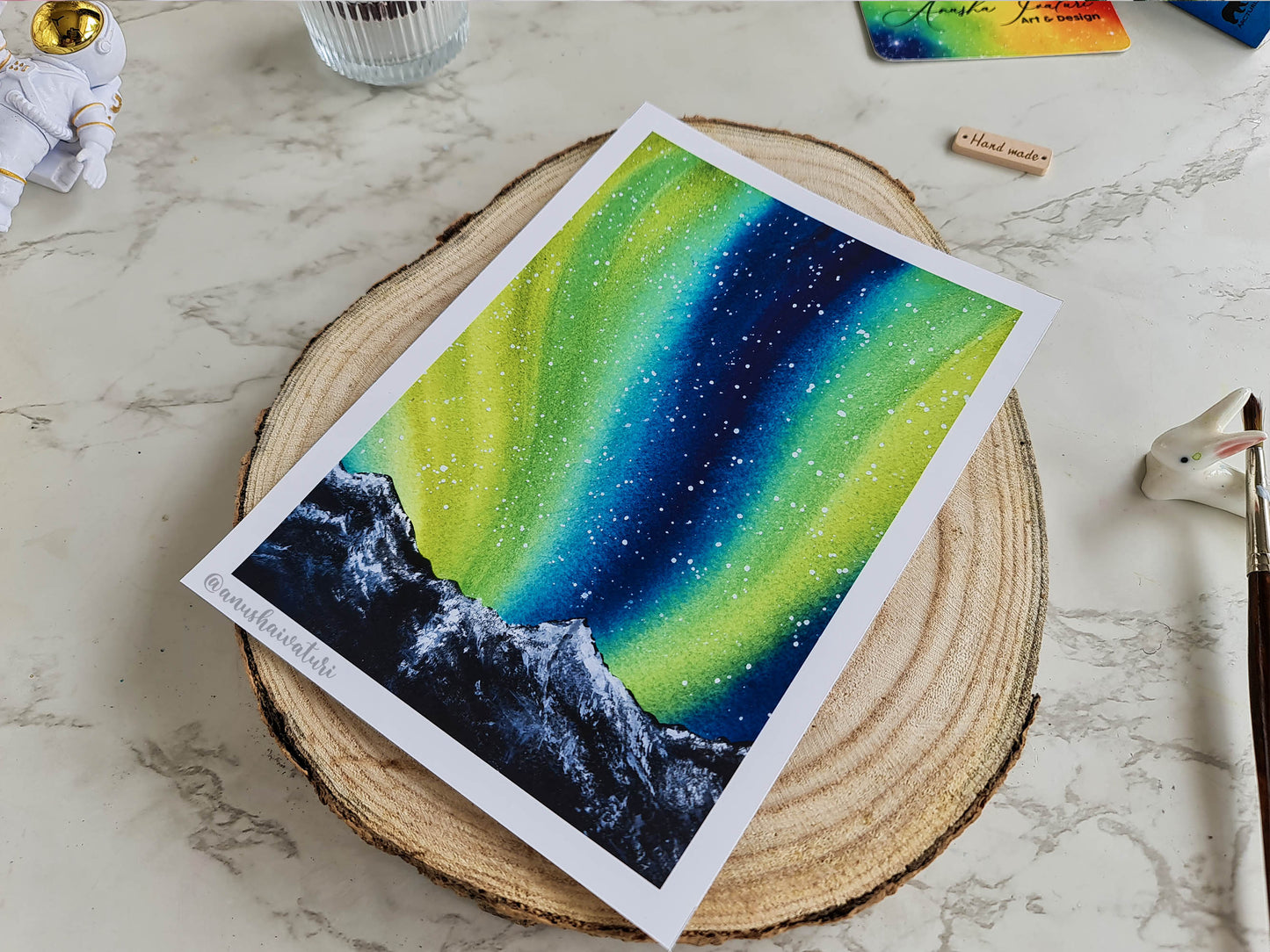 Northern Lights Watercolor Painting | Aurora Borealis Art Print
