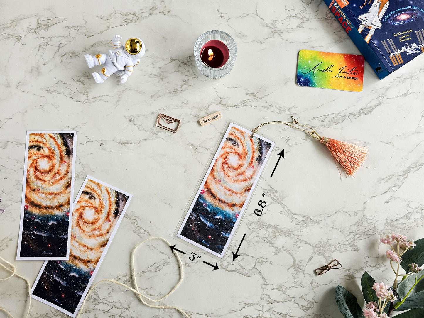 Watercolor Spiral Galaxy Bookmark