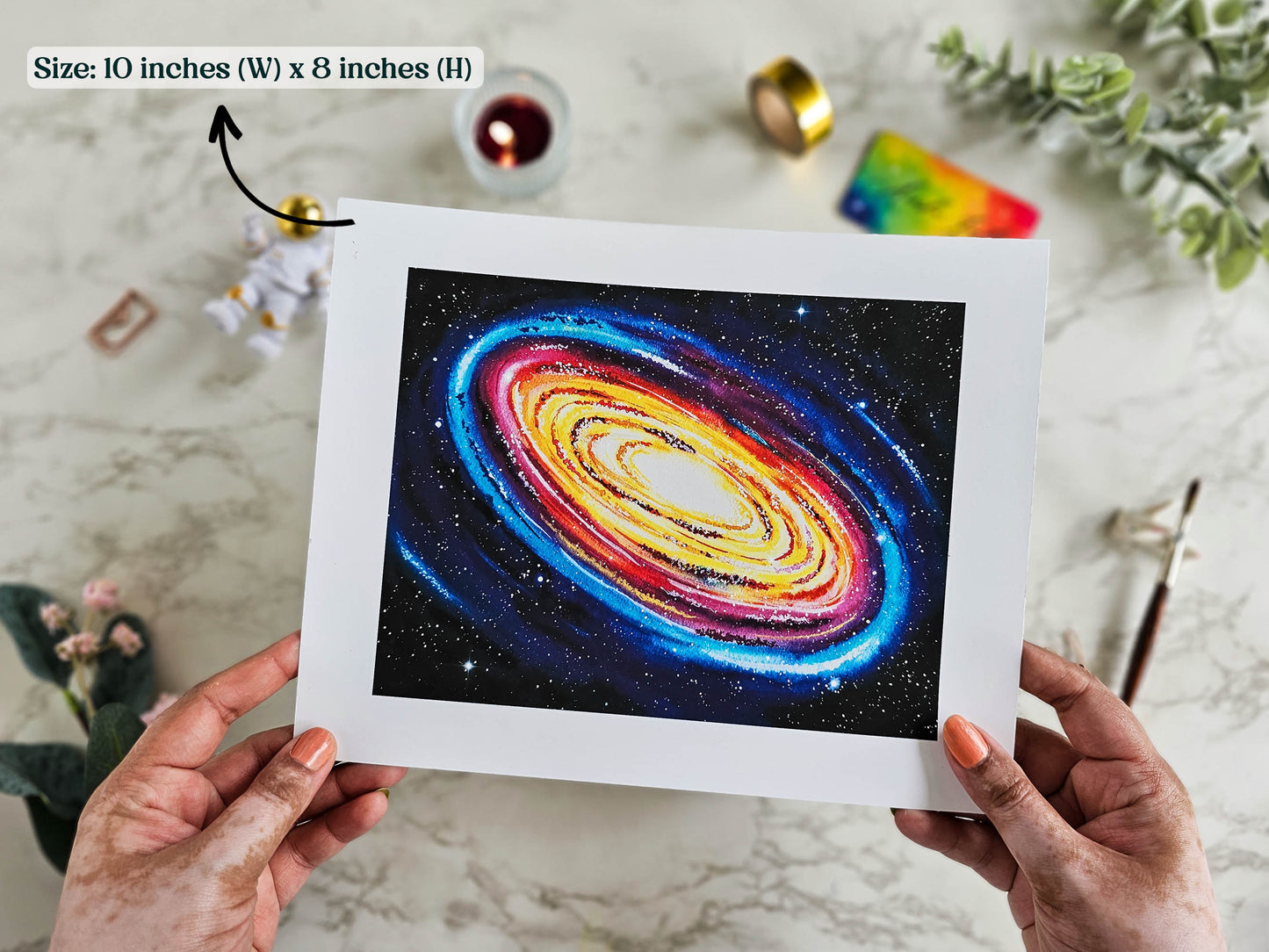 Spiral Galaxy Painting Print | Watercolor Andromeda Galaxy Art