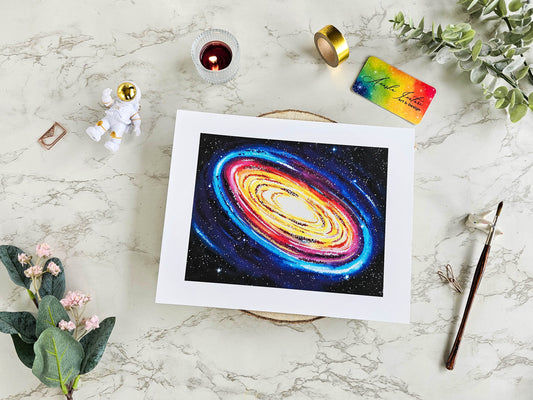 Spiral Galaxy Painting Print | Watercolor Andromeda Galaxy Art