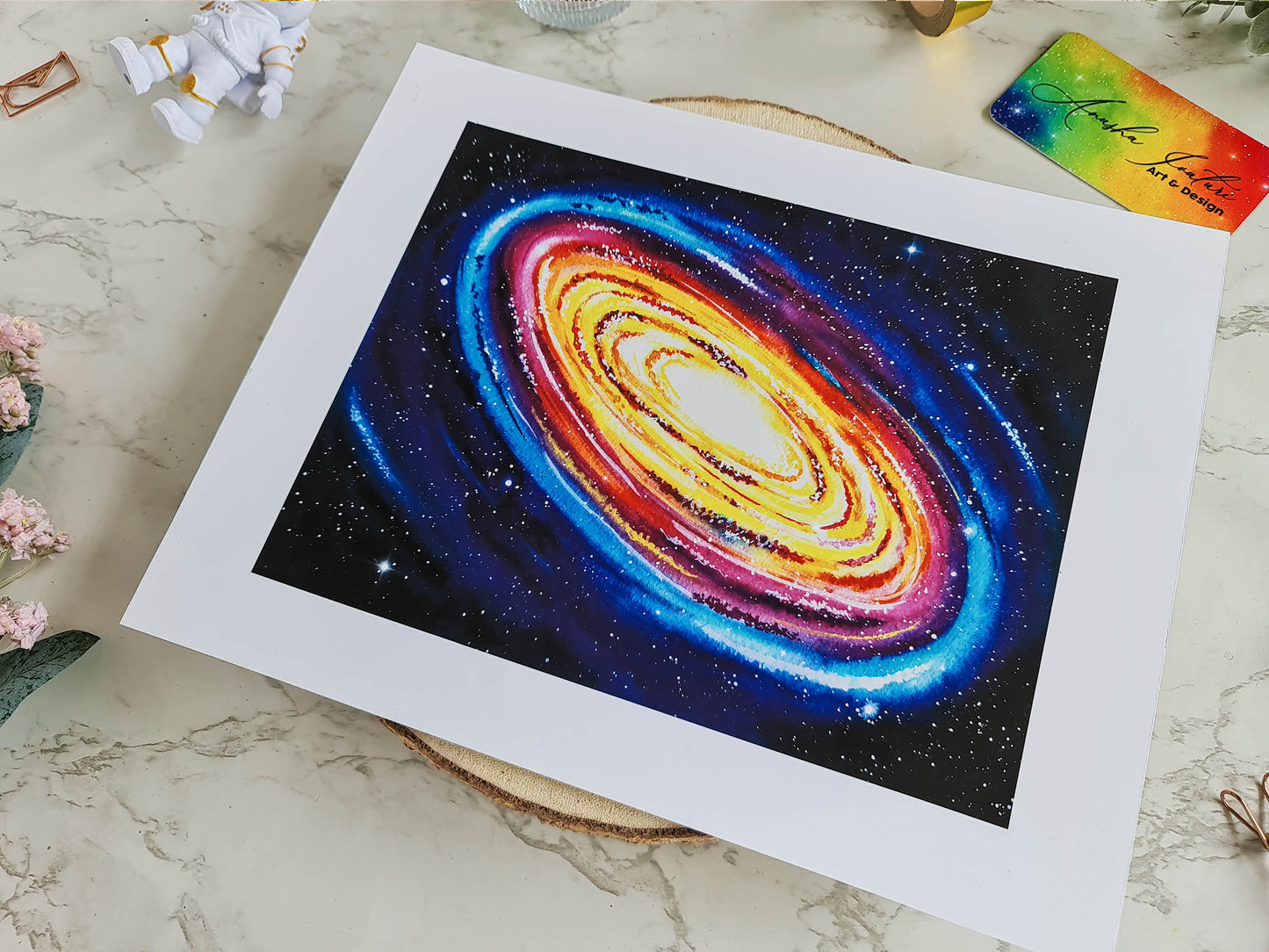Spiral Galaxy Painting Print | Watercolor Andromeda Galaxy Art