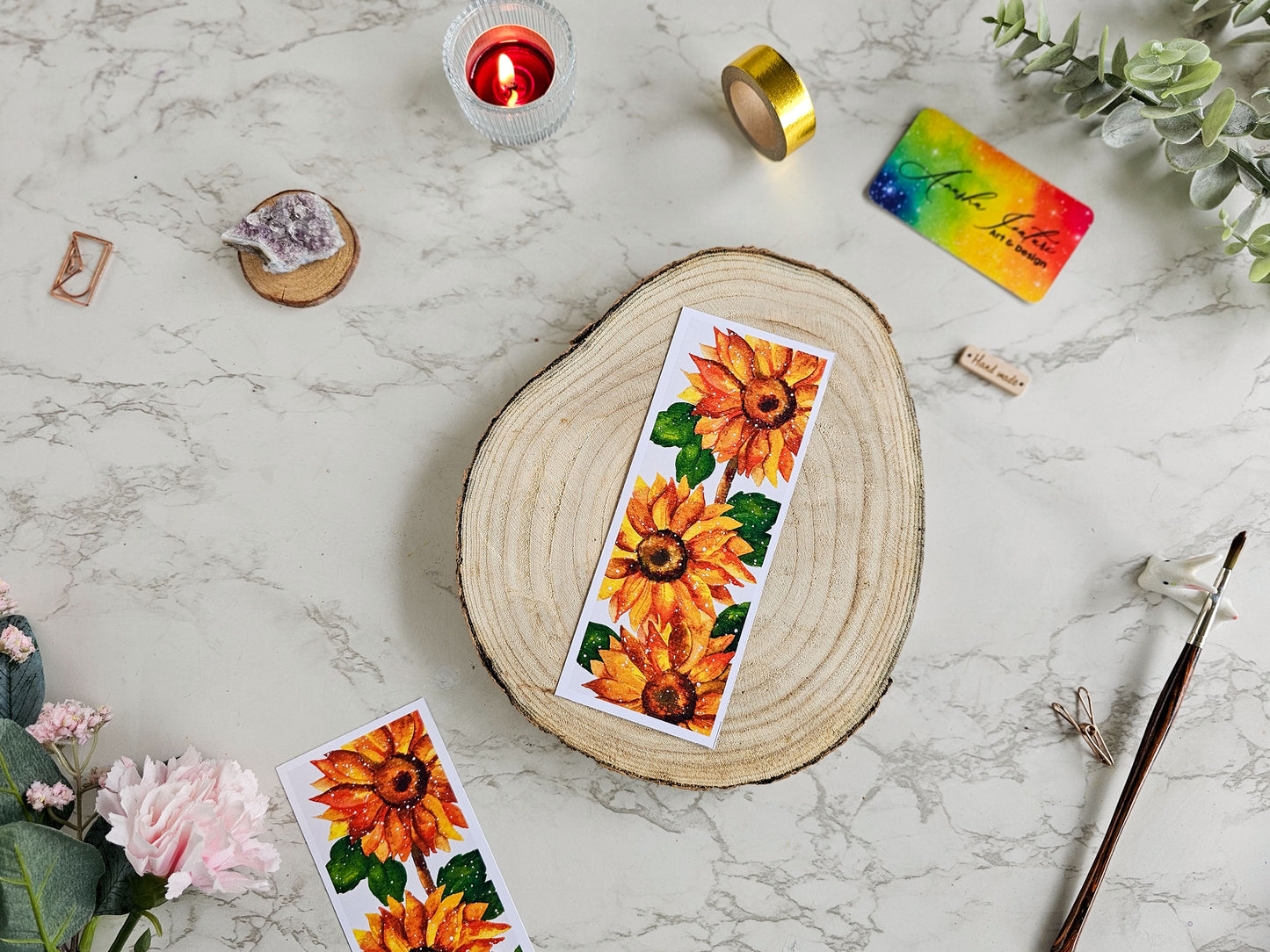 Galaxy Sunflowers Bookmark | Laminated Bookmark