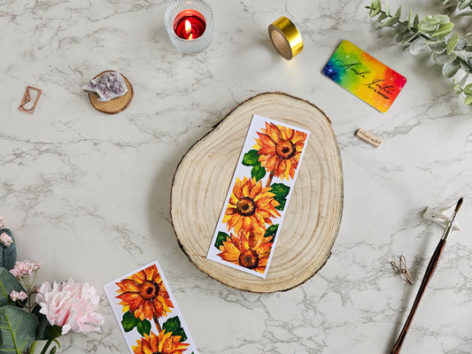 Galaxy Sunflowers Bookmark | Laminated Bookmark