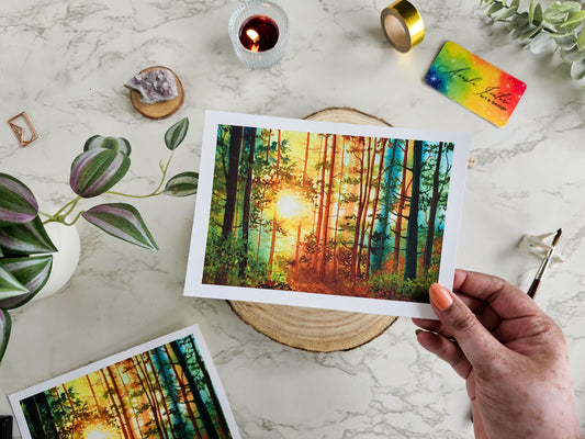Majestic Sunset in a Forest | Golden Hour Forest Painting