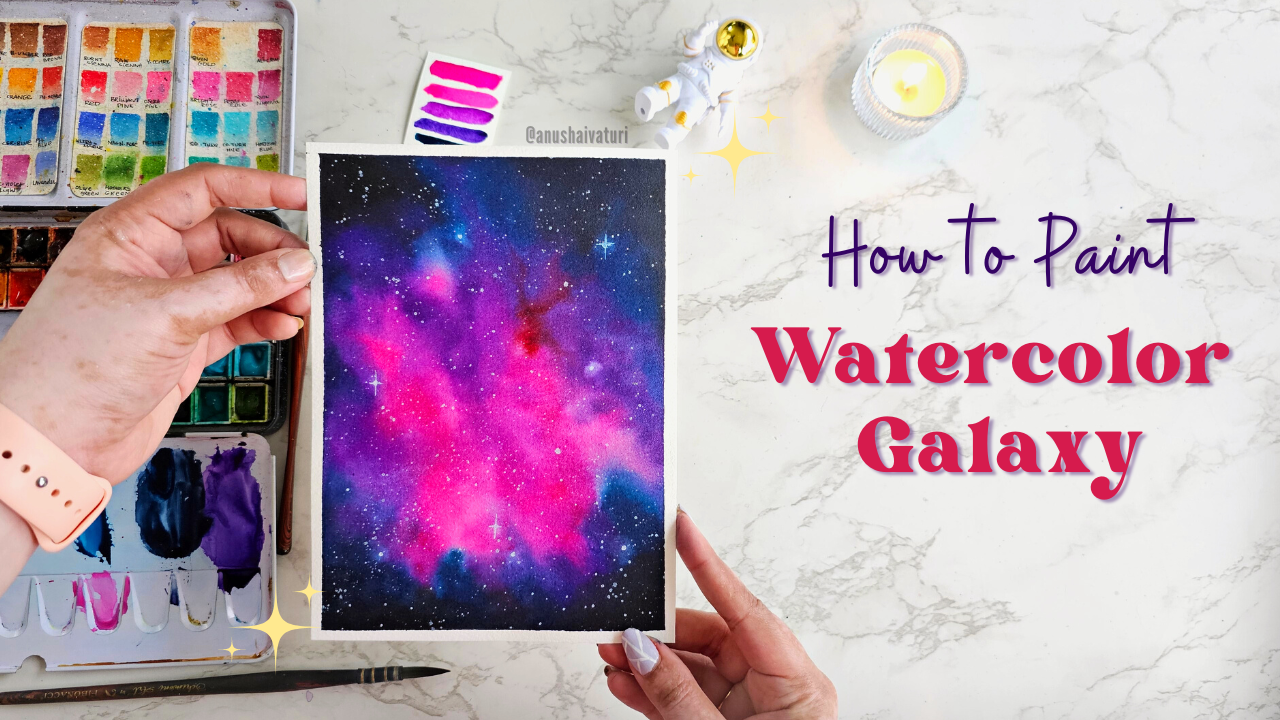 Load video: How to Paint: Watercolor Galaxy | Easy for Beginners | Step by Step Tutorial 
