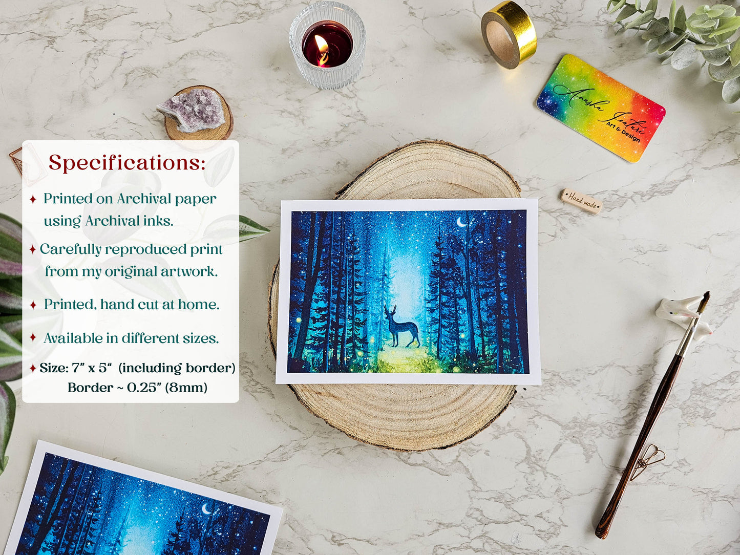 Winter's Whisper: Magical Nocturne | Winter Forest Painting Print